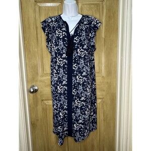 MICHAEL Michael Kors Dress Womens Size M Navy Floral Shift Flutter Sleeve